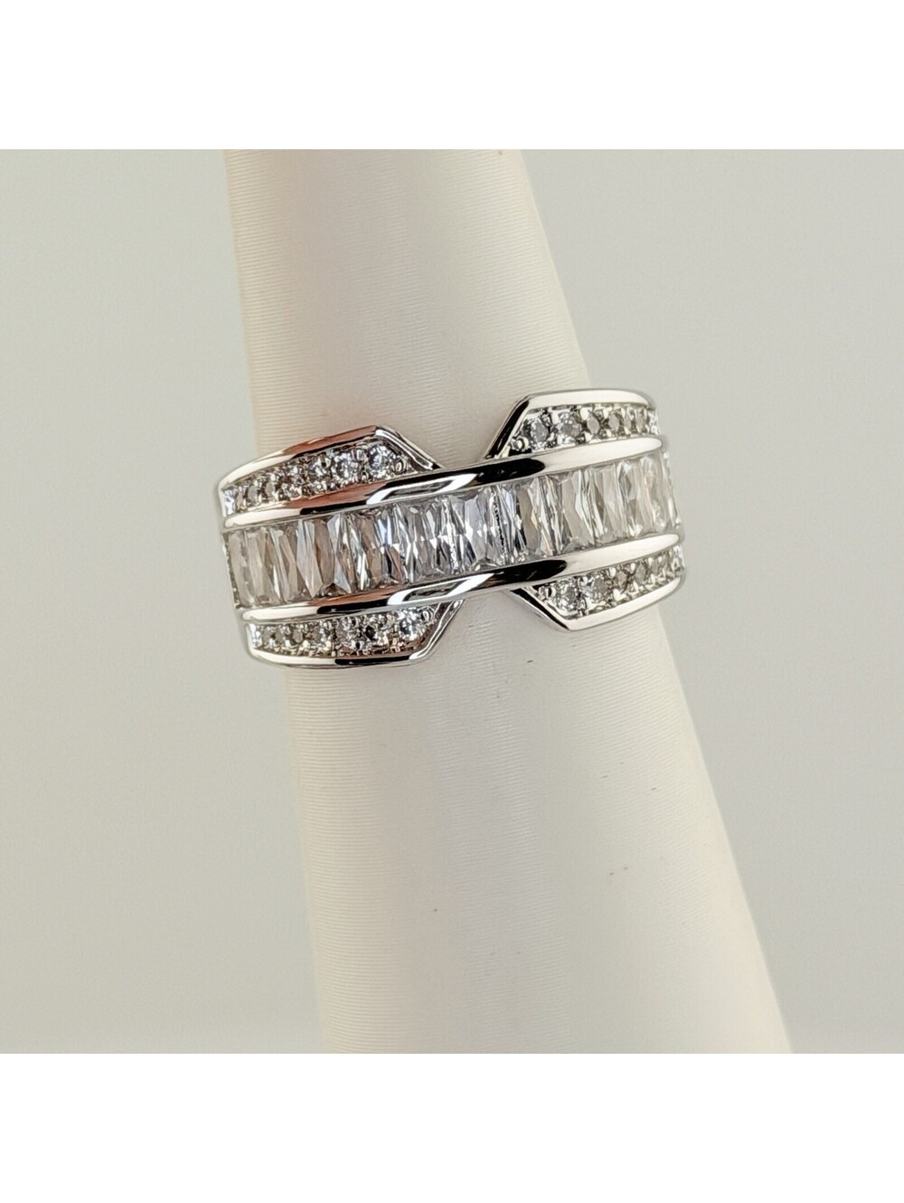 Bomb Party Ring Sz 7 "A Scintillating Circle" Clear Cz on Rhodium